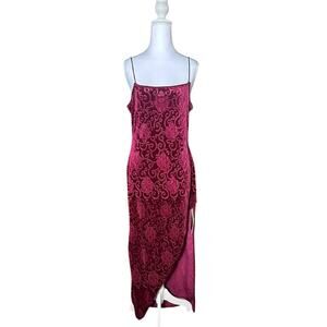 Velvet Burgundy Baroque Spaghetti Strap Y2K Split Maxi Gothic NWT Large Dress